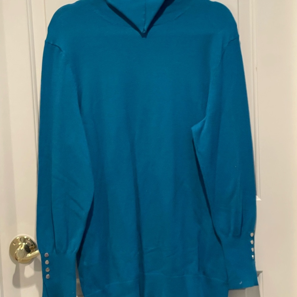 Teal Blue Turtleneck Sweater